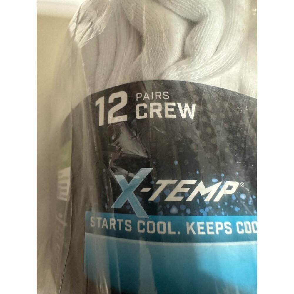 Hanes X-temp cushioned 12 pair crew socks  size 6-12 new